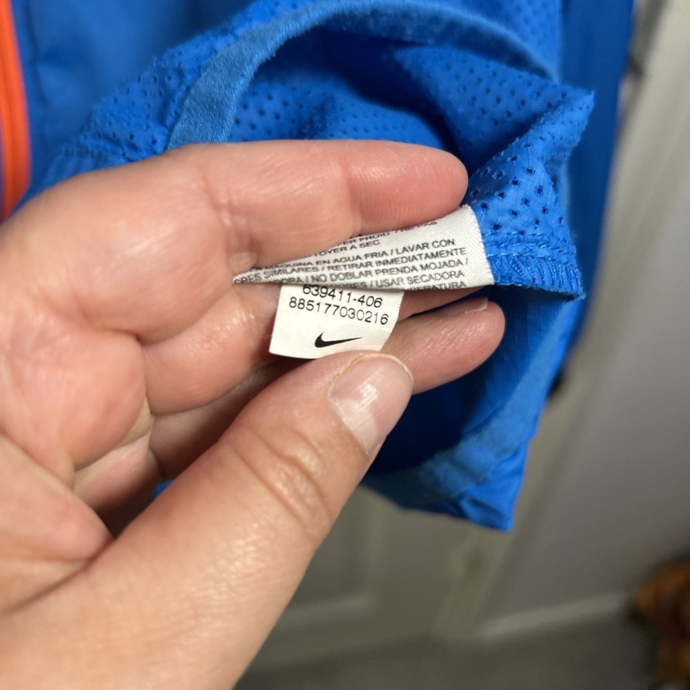 Nike Dri-Fit Full-Zip Jacket YOUTH Blue Orange Windbreaker Boys 639411-408 - Picture 7 of 8